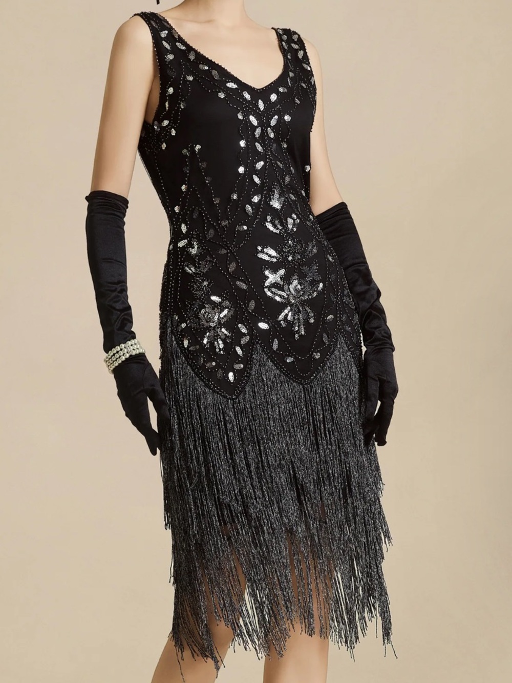 Babeyond Embroidery Retro Midi Flapper Dress size large.